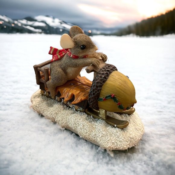 Fitz and Floyd Charming Tails - Maxines Snow Mobile Ride-Naled-Dean Griff 87/612 - Picture 1 of 10